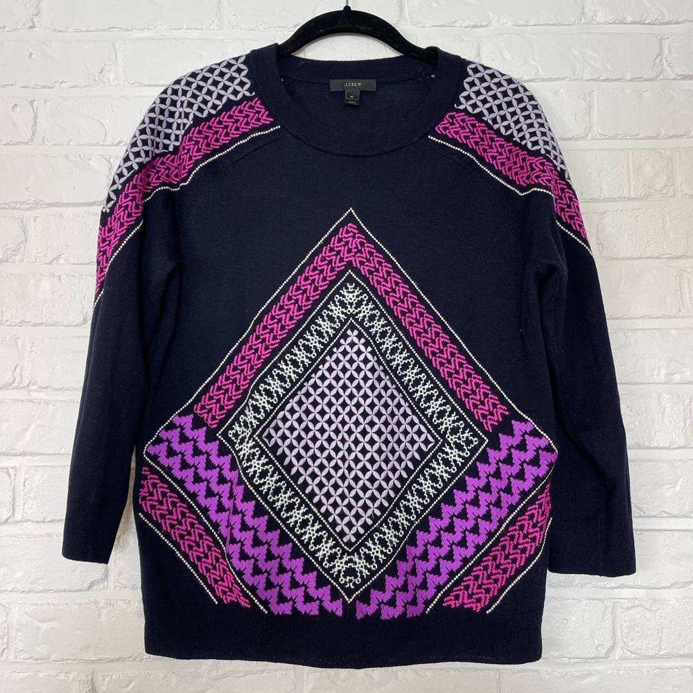 J.Crew 100% Merino Wool Embroidered Sweater, medium